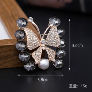 65SK Luxury Elegant Butterfly & Pearl Brooch Pin Kerongsang 🦋 Bunga Berlian Mutiara Electroplated