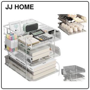 【JJ HOME】Clear Pegboard Desktop Organizer Rack/Acrylic File Tray Storage Box for Office Use