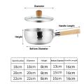 MEZCJ Thép không gỉ Chảo tuyết Không tráng Không dính Bình sữa Nhật Bản Hộ gia đình Tay cầm bằng gỗ Chảo Mì. 