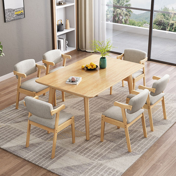 Nordic solid wood dining table and chair combination all solid wood ...