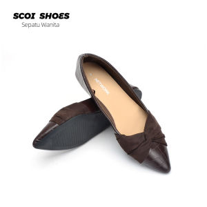 Scoi Sepatu Flat Baru Sepatu Tren Sepatu Kasual Sepatu Wanita Simpul Pita