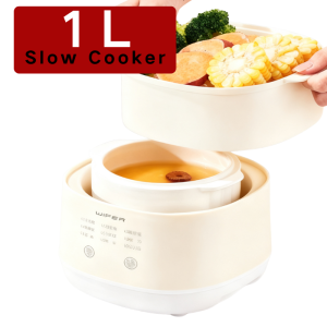 ✨【Best Seller】1L Small Slow Cooker Electric - Auto Keep Warm Porcelain Pot for Baby Food Soup Congee | Perfect for Dorm Office 1-2 Persons | Free Shipping ✨