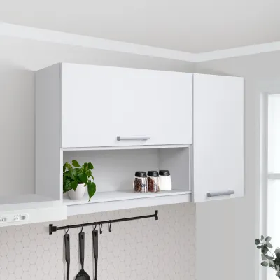 Kirana Furniture Kitchen Set Indiana Lemari Kabinet Dapur Rak Dapur Atas Kayu Modern Minimalis Murah - Hidrolik 2 Pintu - Putih