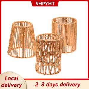 [COD] SHPYHT Local delivery Ship within 24 hours 1 Piece Vintage Hanging Lampshade Handmade Woven Lamp Shade For Living Room Bedroom Hotel Simulated Rattan Light Fixture