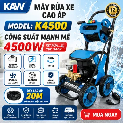 Máy Rửa Xe Cao Áp Công Suất Lớn 3000W Phun Xa 10M Dây 20 Mét Dễ Dàng Sử Dụng - Bảo hành 12 Tháng
