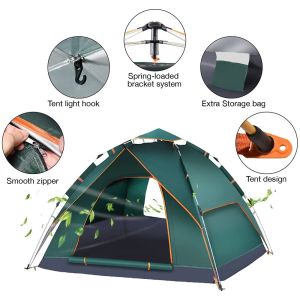 Camping tent 3-4 person Automatic Khemah besar Tidur Outdoor Waterproof Beach Tent for Camping Hiking and Outing帐篷