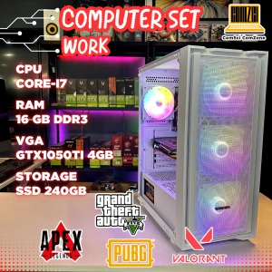 คอมพิวเตอร์ครบชุด Core-i7 / Ram 16GB / SSD 240GB / GTX1050Ti 4GB ทำงาน เล่นเกม PUBG/FreeFire/GTAV/Valorant - ComSciComZone