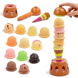 NEXTGENYUN Dessert Ice Cream Games Toy Balancing Montessori Ice Cream Stack Up Balancing Toy Fashion Educational Simulation Ice Cream Kitchen Toy Kids