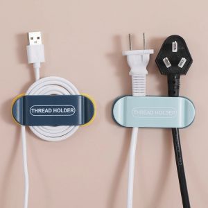 4Pcs Punch Free No Drilling Cable Wire Holder Hooks Plug Organizer Home Office Adhesive Storage Rack Hanger Wall Mounted