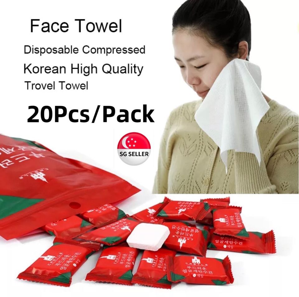 [SG SELLER]24*30cm Thickened Disposable Compressed Face Towel Korean High Quality Travel Towel Reusable Towel Washing Cotton Hotel travel Face Towel(20Pcs/Pack)
