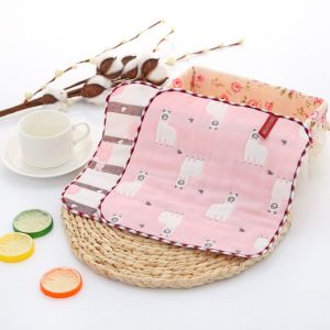 FUDESHE รูปทรงสี่เหลี่ยม ผ้าขนหนูเช็ดหน้าเด็ก ผ้าฝ้ายแท้แท้ ให้อาหารผ้าเรอ ผ้าเช็ดหน้าซับน้ำสำหรับเด็ก สร้างสรรค์และสร้างสรรค์ ผ้าขนหนูเช็ดมือ ผ้าขนหนูขนาดเล็กหกชั้น