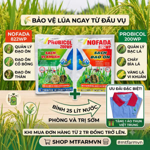 [200 Combo] NOFADA 822WP 25gr + PROBICOL 200WP 25gr – Bảo Vệ Ruộng Lúa Ngay Từ Đầu Vụ - Tặng 1 Áo Thun Viettrung + Nón