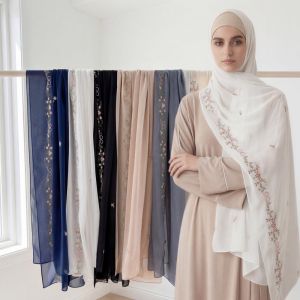 GENENIC Sunscreen Floral Headscarf Cotton Long Thin Shawl Breathable Solid Color Hijab Scarf Gift