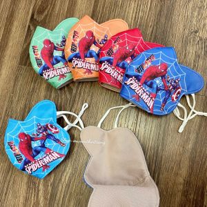 Khẩu trang vải siêu anh hùng có tai cho bé trai size từ 4 đến 8 tuổi 3 lớp dây rút khẩu trang siêu anh hùng