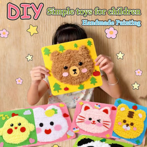 Vixplorn Kids Hand-sewing DIY Toys Cartoon Educational Animal Plush Making Embroidery Stamping Materials