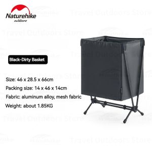 Naturehike Outdoor Aluminum Storage Rack Portable Ultralight Outdoor 3-Layer Folding Shelf / Dirty Clothes Basket Hamper Waterproof Camping Sundries Storage Basket Kitchen Equipment Utensil Tableware Cookware Rack Shelves