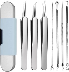 Grade Blackhead Extraction Tool Kit - Blackhead Remover Tool Comedones Extractor Acne Removal Kit for Blemish - Whitehead Popping - 7 Pcs Set Removing for Nose Face Tools (Content 7-Piece Set)