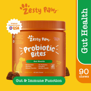 Zesty Paws Premium Quality Cat And Dog Supplements Bites Soft Chews (8-In-1 Multifunctional Senior Dogs Advanced 11-In-1 Aller-Immune Probiotic Mobility Omega Salmon Cranberry Bladder Salmon Oil Hairball and Calming For Cats)