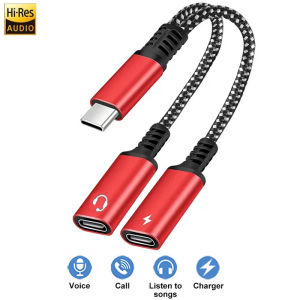 New 2 IN USB C Type C Splitter To Dual Type USB C Headphone Jack Audio Adapter Fast Charging 60W For Samsung IPhone 15 Huawei