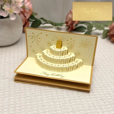 SEMATTI 3D Pop-Up Thiệp chúc mừng sinh nhật phong bì đỏ 6 khe cắm thẻ Có thể gập lại Thiệp chúc mừng có nhạc và đèn Bìa dán vàng Thiệp chúc mừng phong bì đỏ Quà tặng bất ngờ