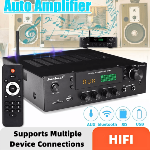 COD Sunbuck Ampli power Amplifier Bluetooth full bass 200 watt Karaoke rumahan FM Radio AV 80