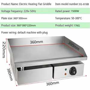 HEJI Commercial Stainless Steel Griddle BBQ Countertop Grill Pan Hot Plate Burger Bacon Kitchen Barbeque