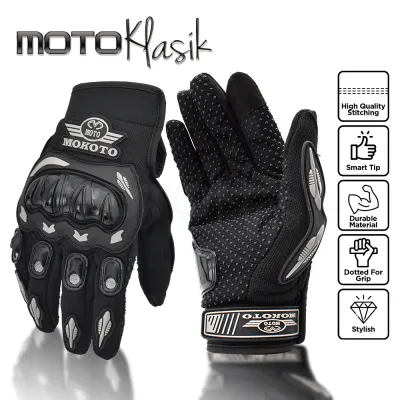 MOKOTO MOTORCYCLE RIDING FULL GLOVES V1 SMART TIP AND ANTI SLIP WITH HARD KNUCKLE RIDING GEAR UNISEX