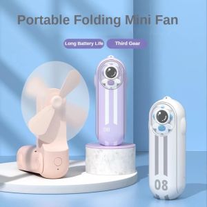 USB Mini Fan Portable Handheld Electric Fans Rechargeable Quiet Pocket Astronaut Fan with LED for Summer Office Outdoor