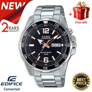 Casio/Outlets (Ready Stock) Casio EDIFICE MTD1079 Series Silver Stainless Steel Mens Watch