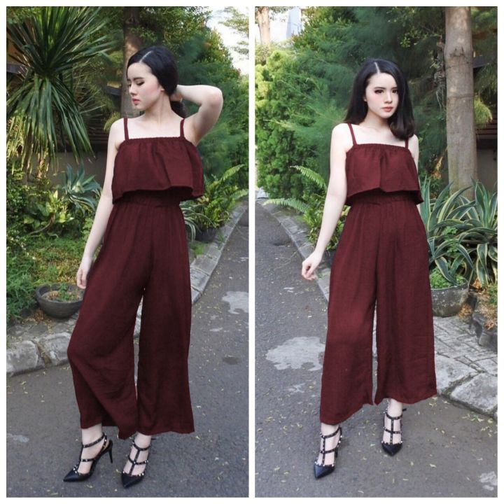 AM JUMPSUIT WANITA NAU JUMPSUIT WANITA JUMPSUIT PLYSUIT JUMPSUIT POLOS JUMPSUIT SABRINA UKURAN JUMPSUIT M L Lazada Indonesia