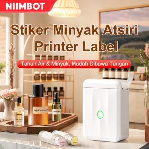 Niimbot D110M Printer Label Termal Cerdas Peralatan Kantor Perlengkapan Sekolah Tanpa Tinta Paket Label Barcode Lucu Bluetooth 4.0 Stiker Minyak Atsiri Tahan Air Mudah Dibawa