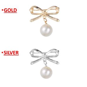 Bros Pakaian Geometri Mutiara Bross Elegan Untuk Wanita Blazer Syal Peniti Pengait Pengecil Lingkar Pinggang Pakaian Bentuk Pita PST