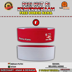 Peci HUT RI Kemerdekaan Anak/Dewasa Free Bordir Nama