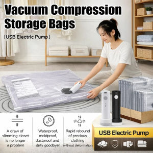 Vacuum Storage Bags Set Travel Vaccum Bag Electric Pump Travel Compression Bags For Clothes Home Vacuum Storage Bag 真空收纳袋