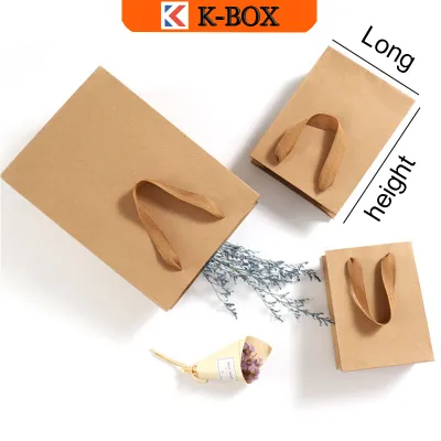 【K-BOX】Kraft Paper Bag Plain Rope Handle Hand bag Gift Bag Paperbag per