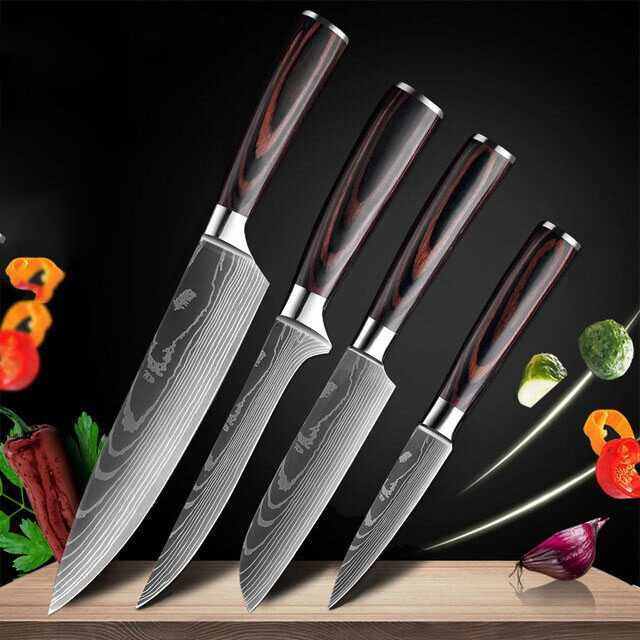 Cod Terlaris Xituo Set Pisau Dapur Damascus Pattern Stainless Steel