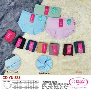 celana dalam wanita dewasa isi 6 pcs lidily YN238 bahan katun motif polos ukuran jumbo