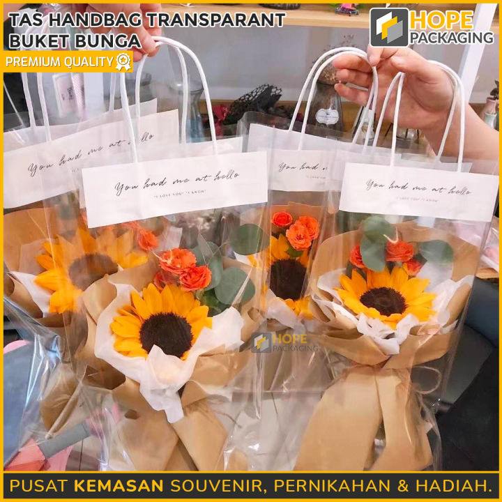 Tas Buket Bunga Transparan / Kantong Bunga / Opp Clear Plastik Bag / Plastik Bungkus Hadiah / Kertas Kado Bening / Kantong Mika Bunga / Bungkus Snack / Kado