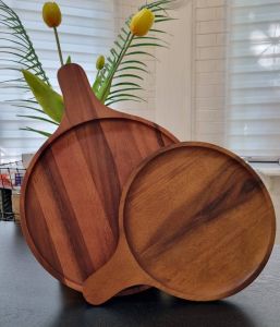 ถาดไม้ ถาดไม้ทรงกลม ถาดไม้สไตล์มินอมอล ถาดใส่อาหาร ถาดไม้แท้