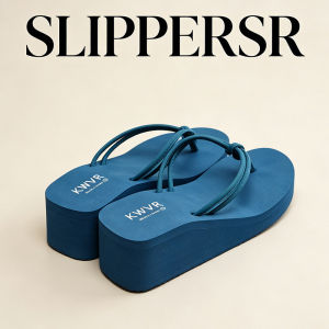 [Free Shipping] Wedge double-strap 3-7CM mid-high heel flip-flops for women mid-heel sandals for outdoor wear beach slippers non-slip sandals