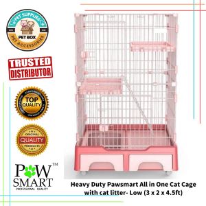 3 Layer Pawsmart Heavy Duty All in one cat cage with built in cat litter box- (3 x 2 x 4.5ft)