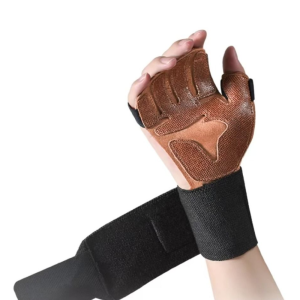 CALLIVEN 1 Pair Cowhide Weight Lifting Gloves Non-Slip Four-finger Fitness Workout Gloves Palm Protection Gloves Deadlift Ventilated Gym Wristband Gym/Fitness
