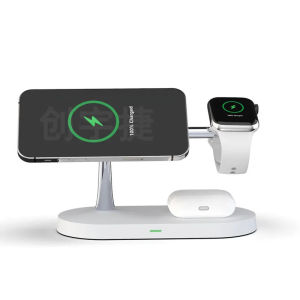3 in 1 Magnetic Wireless Charger Stand For 14 13 12 Pro Max 8 7 Induction USB Fast Charging Station