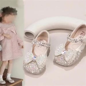 Sweet Baby Girls Spring/SummerPopular Crystal Cute Bow Flat Shiny Catwalk Princess Shoes Kids Lightweight Soft Children Toddler