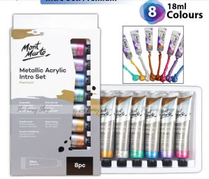 Bộ 8 Màu Nhũ Metallic Acrylic Mont Marte 18ml - Metallic Acrylic Paint