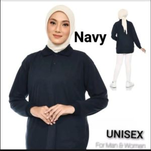 Kaos Kerah Panjang Wanita - Kaos Kerah Hijab - Kaos Kerah Polos Lengan Panjang - Kaos polos berkerah