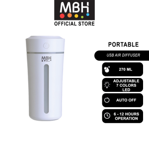 MBH Portable ultrasonic humidifier air purifier for car and room [Free Aroma]