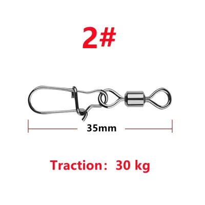 SUKE 30Pcs Fishing Connector Swivels Interlock Pin Snap Fishing Accessories Stainless Steel Tackle