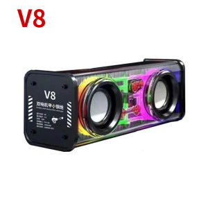 V8 Transparent Mecha Bluetooth Speaker Interconnected Colorful High Power Stereo Wireless Speaker Pigfly