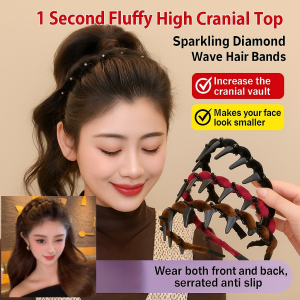 Velvet Ruffled Hairband Korean Chic Revise High Hairline Slip-Resistant Crystal Headband Smaller Face Effect Hair Ornament